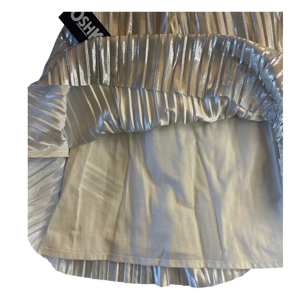 OshKosh B'gosh Girls Silver Metallic Pleated Dress - Size 12M‎ - NWT